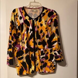 August Silk Gold and Black Graphic Buttoned Blouse